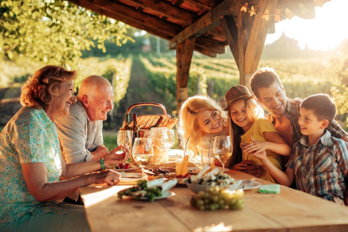 Happy multigenerational family in lounge