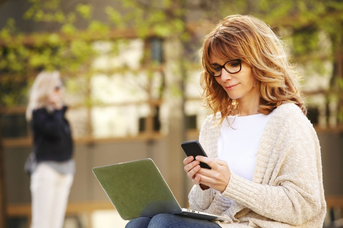 woman on her phone