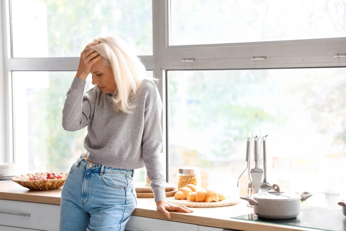 Stressed middle-aged woman
