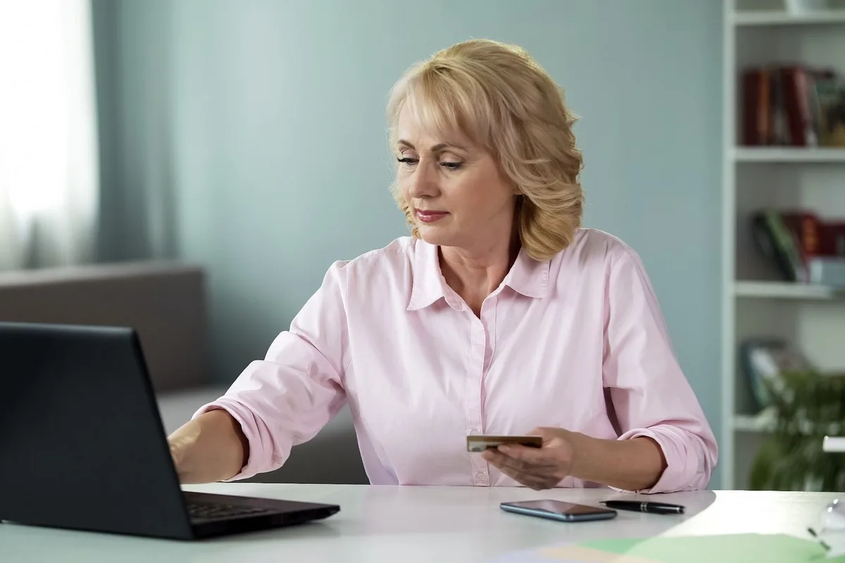 A woman using her laptop